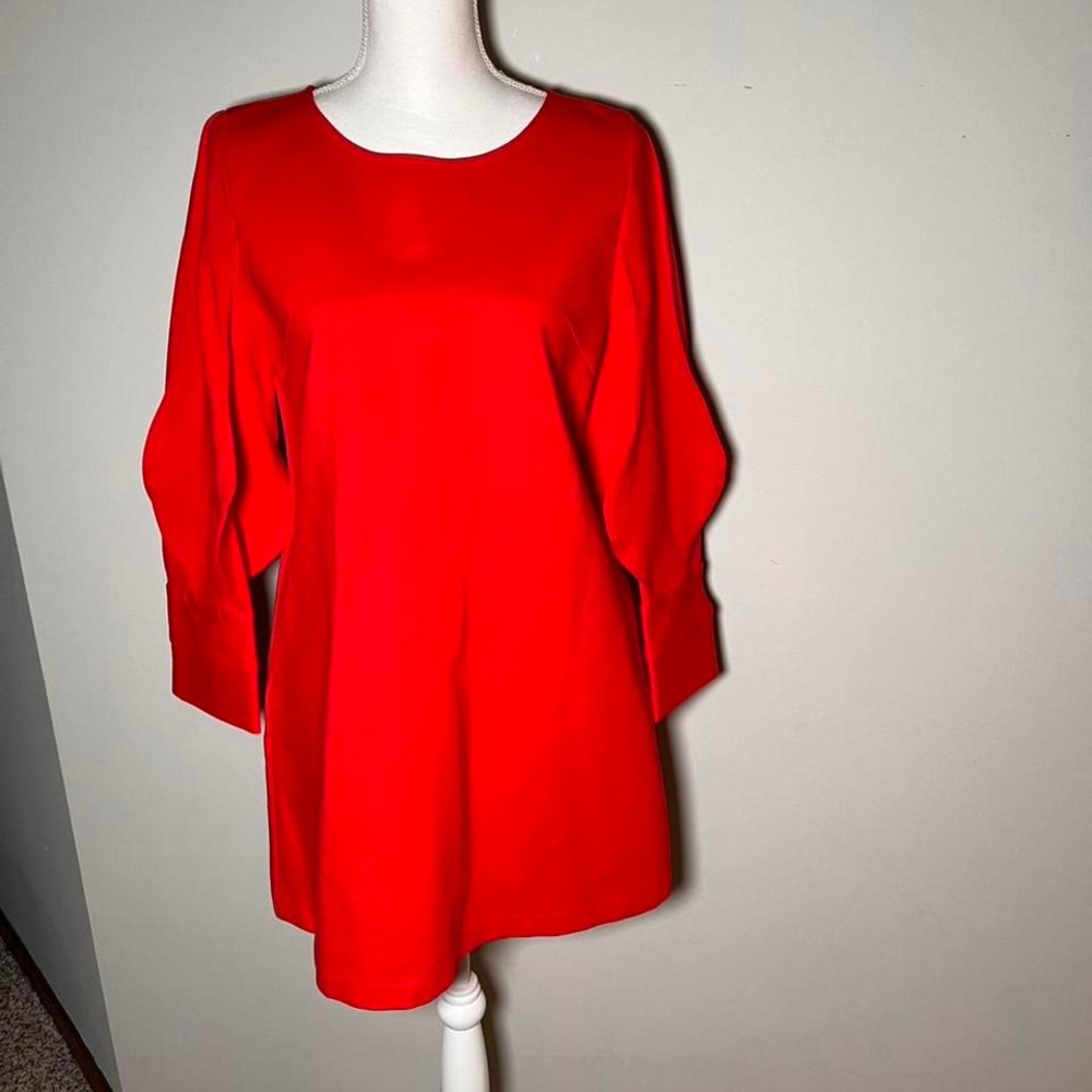 Red Retro Midi Dress‎ with Funky Puff Sleeves | 70's Inspired | Junior Fit